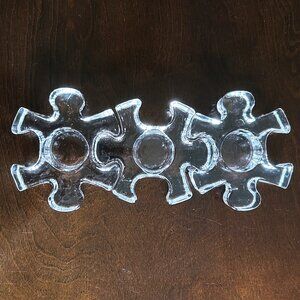 Clear Glass Puzzle Pieces, Candle Holder Set for Tealights